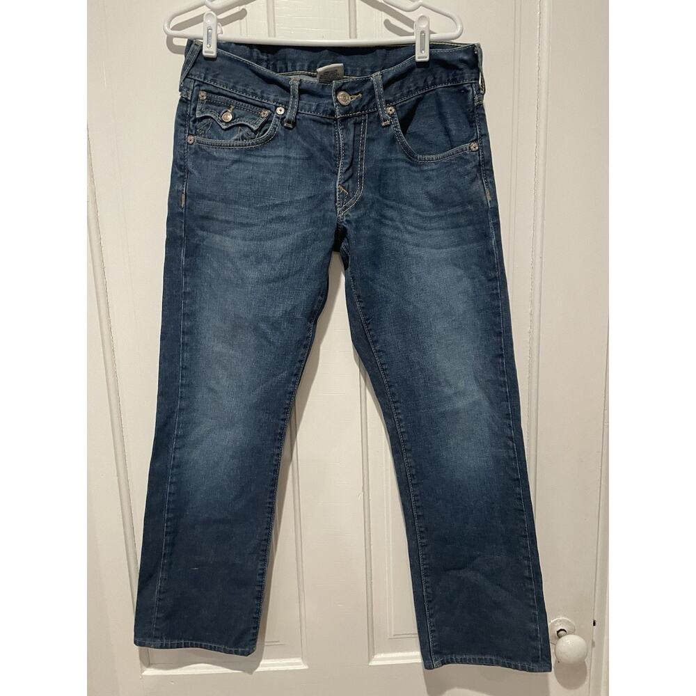 Vintage True Religion Jeans Men's Relaxed Straight Leg Blue Denim Flap Size 31